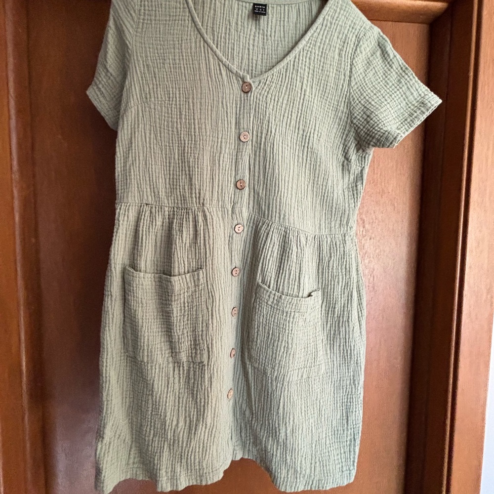 SHEIN Sage Button-Front Mini Dress